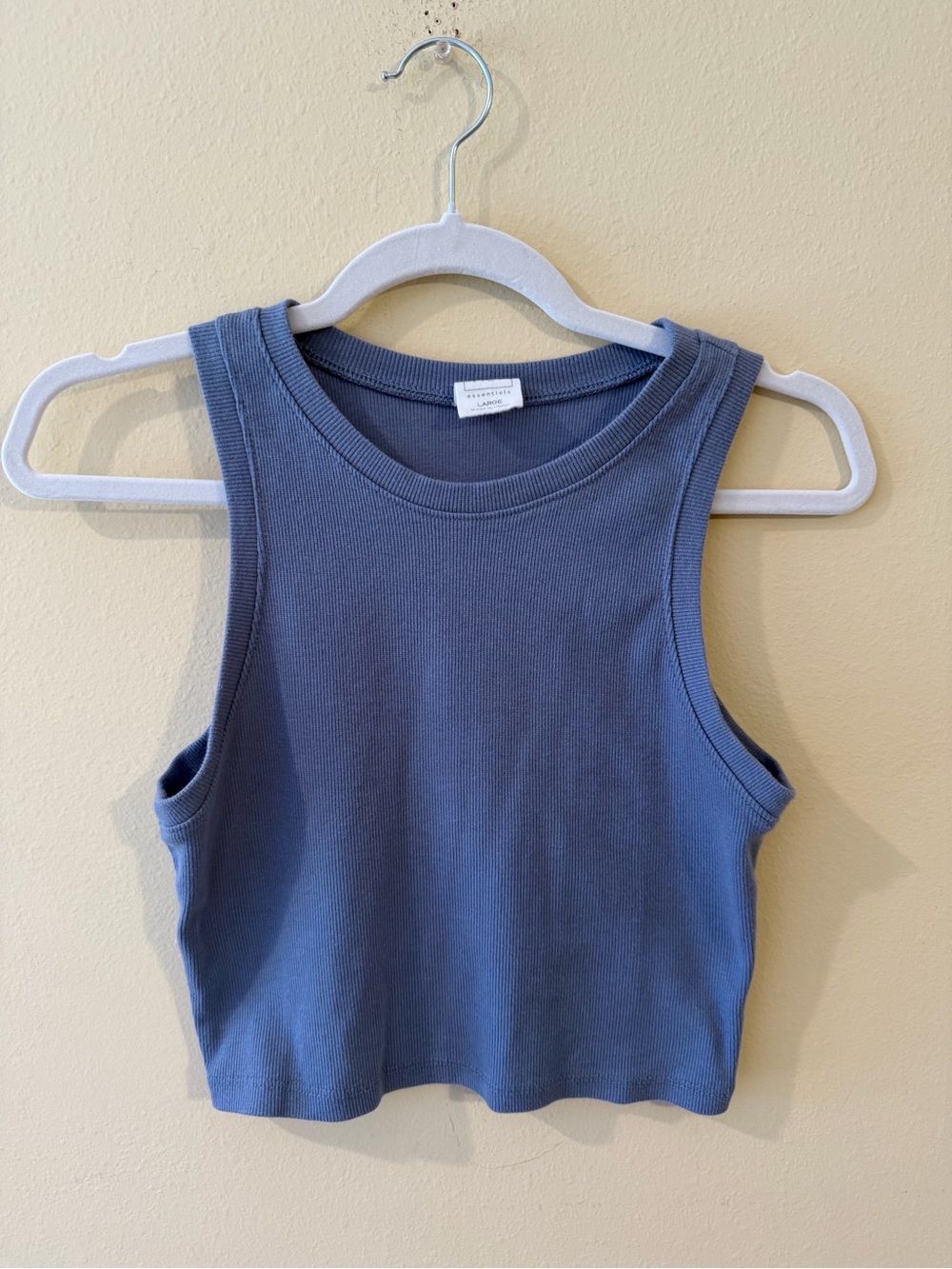 Sleeveless Ribbed Crop Tank Top - Blue